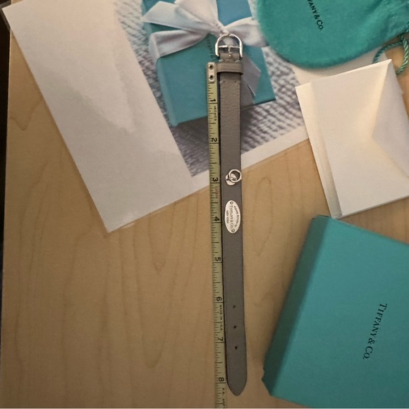 Tiffany & Co. Gray Leather Bracelet w/ Sterling Silver Return to Tiffany Tag - Picture 2 of 6